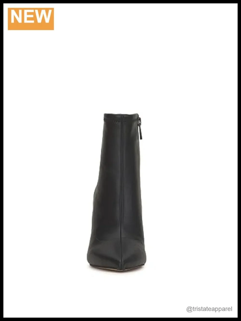 Faux Leather Pointed Toe Stiletto Heel Ankle Bootie Pull On